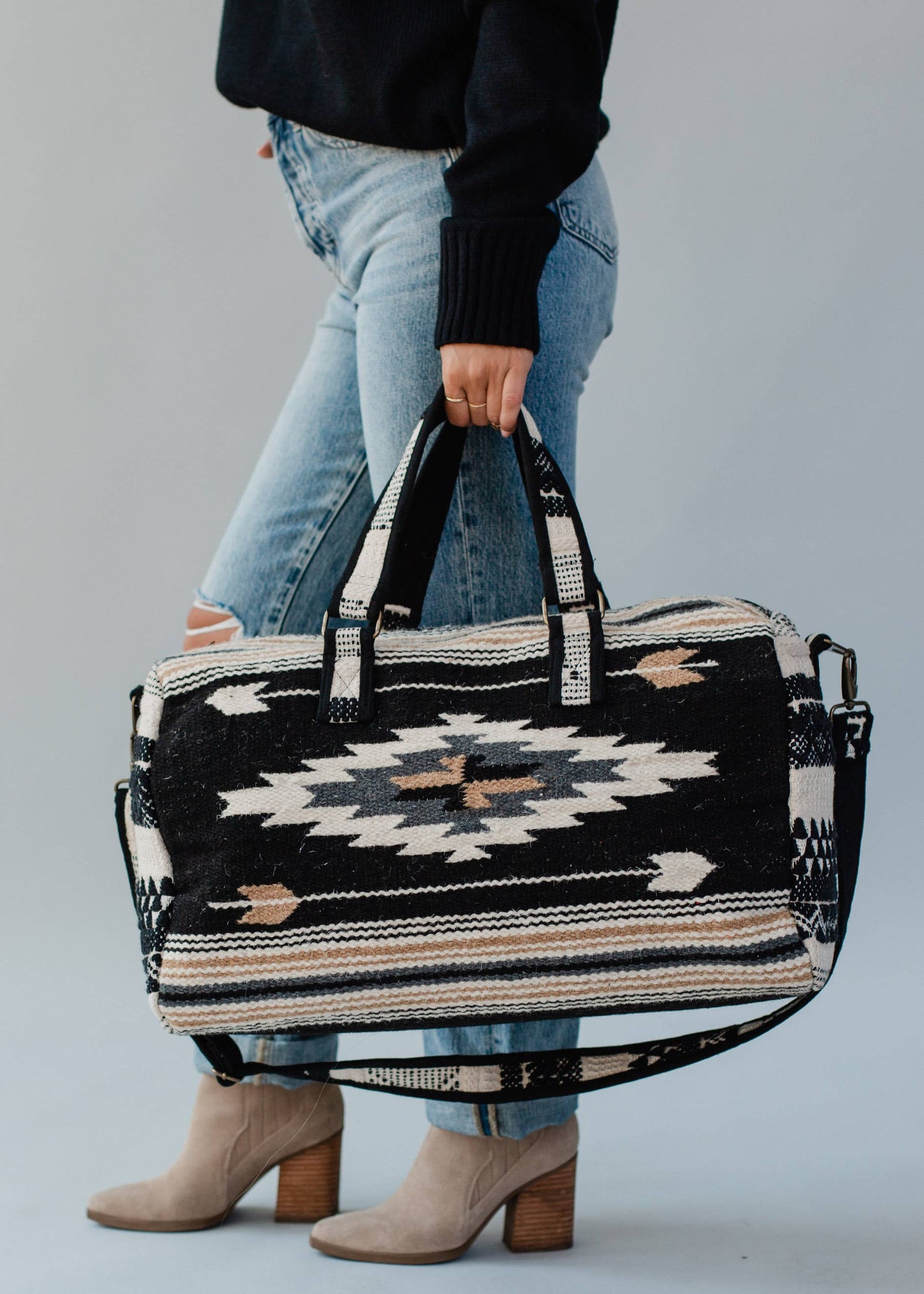 Weekender Bag | Black, Grey, Brown & Cream