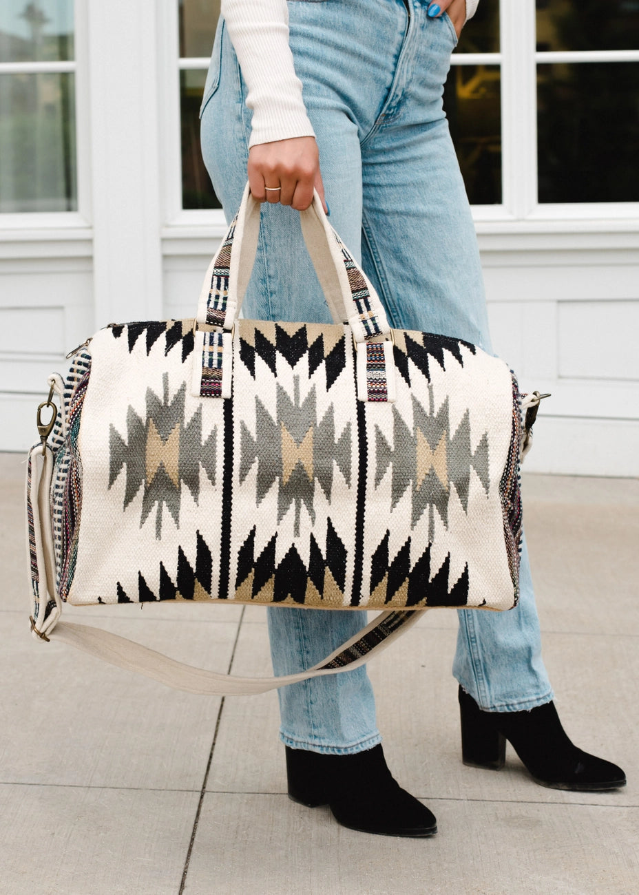 Weekender Bag | Cream, Tan, Black & Grey