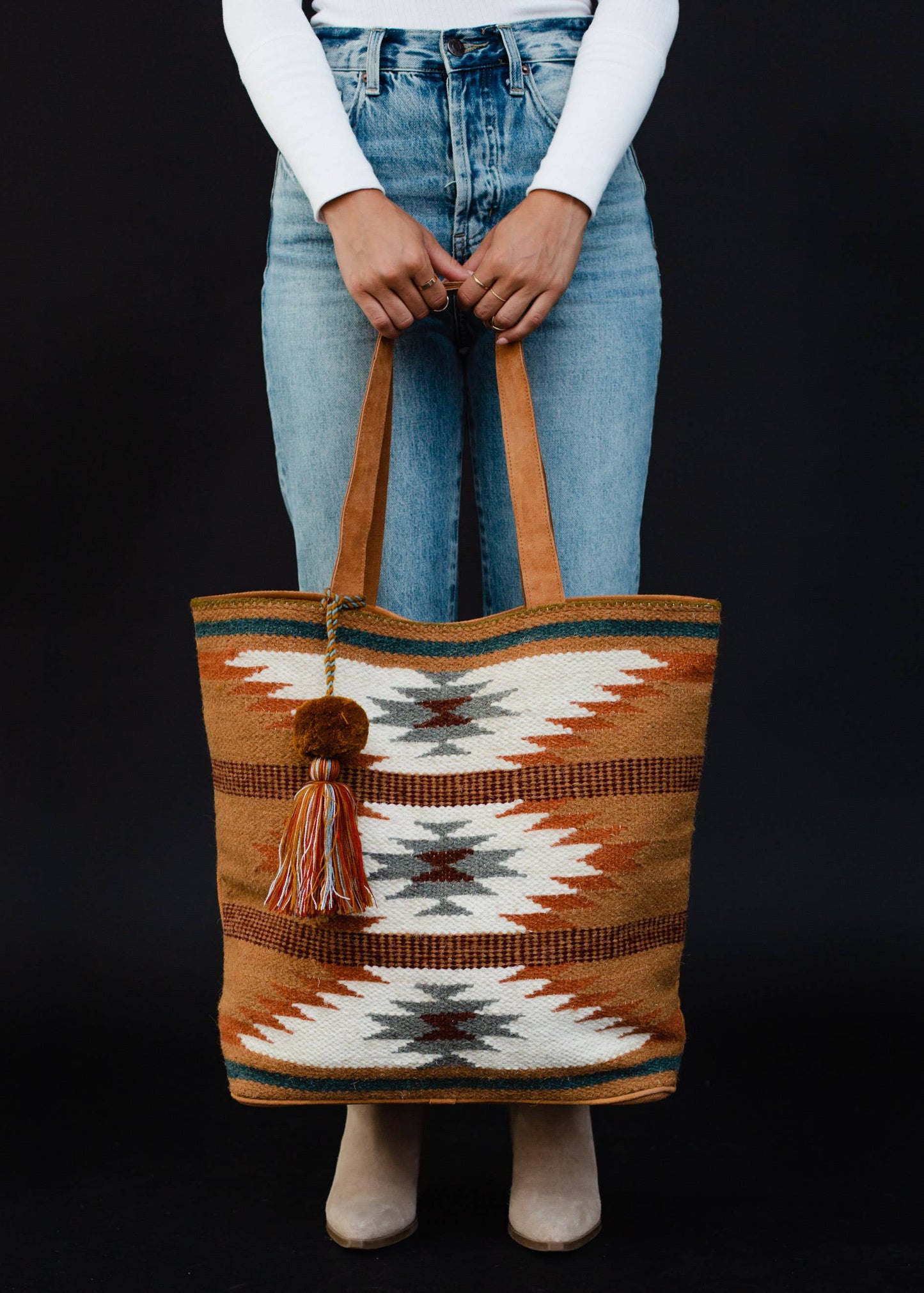 Tote Bag | Brown, Rust & Teal