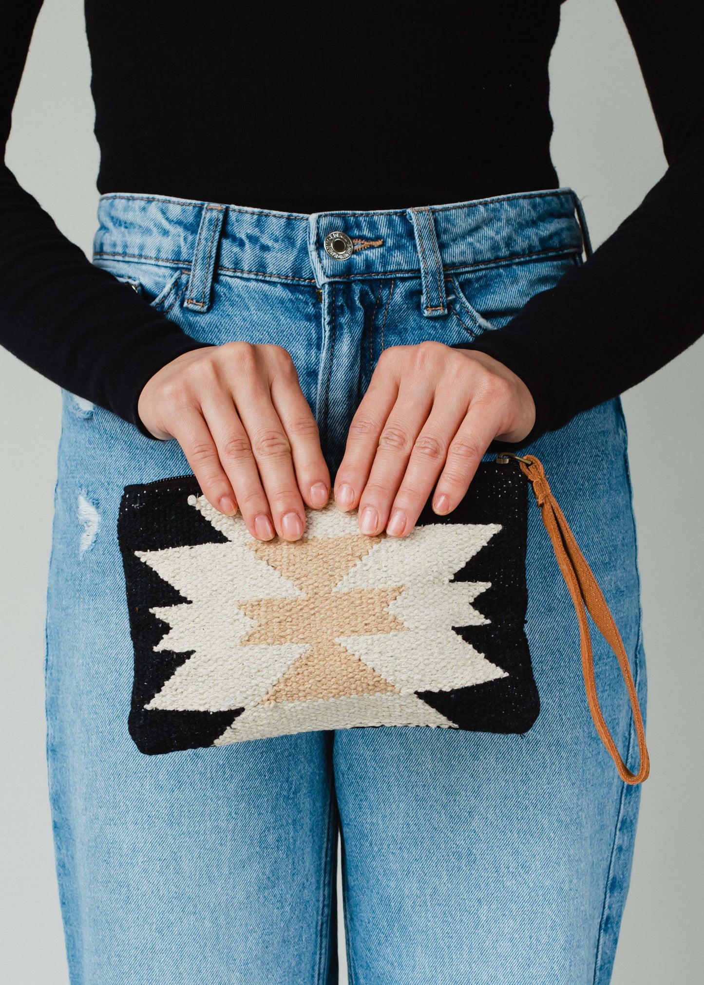 Southwest Wristlet | Black, Cream & Tan