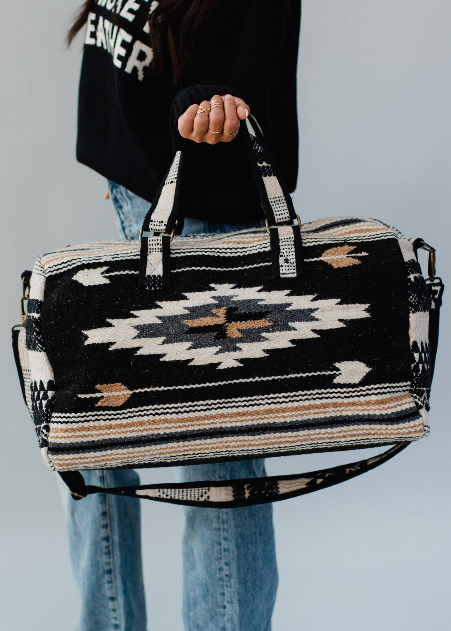 Weekender Bag | Black, Grey, Brown & Cream