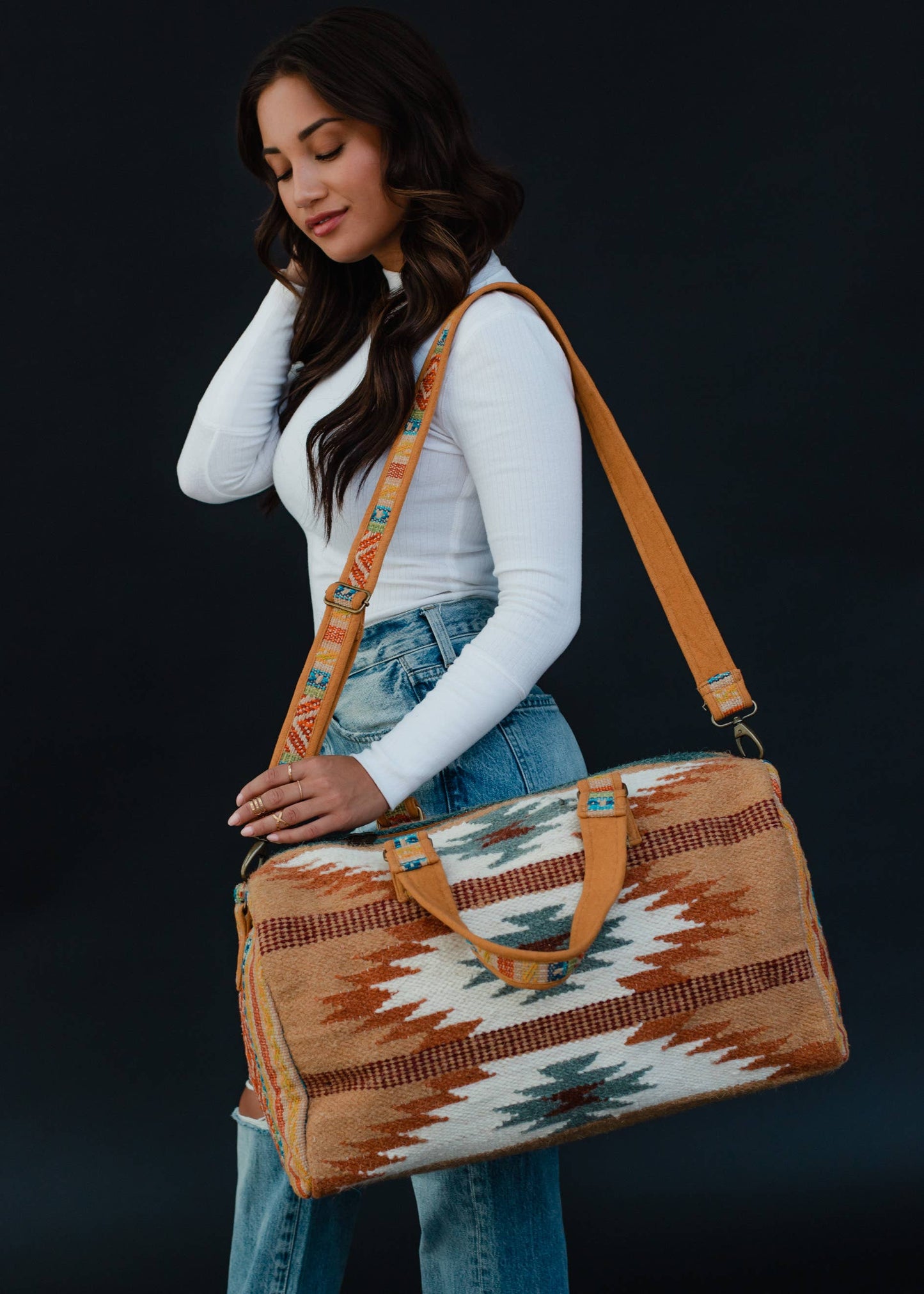 Weekender Bag | Brown, Rust & Teal